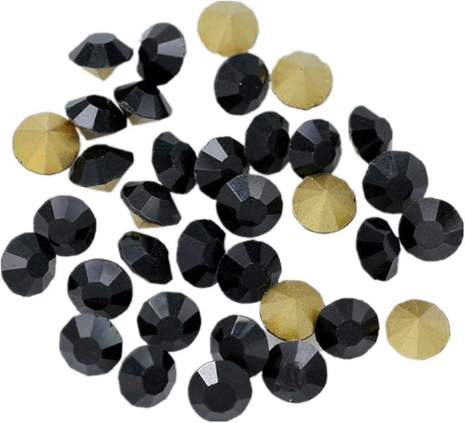 1440pcs Rhinestones Round Point Back Crystal Gem Glass Diamante Rhinestones Nail Art Decoration Jewelry Finding Beads Craft Gems (Black, 3mm)