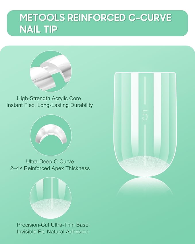 Extra Thick Short Square Nail Tips, Natural Curve Strong Clear Pre-etched Press on Nail Gel Extension, Full Cover False Nail Tipsfor Acrylic French Salon DIY 15 Sizes 360 pcs