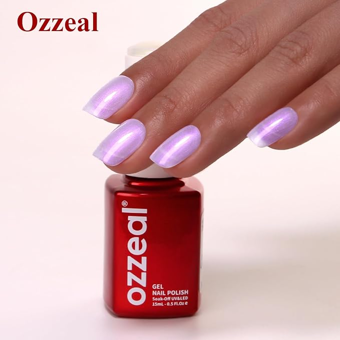 Pearl Gel Nail Polish, Purple Transparent Shimmer Shell Nail Gel Polish Glitter Mermaid Iridescent Pearlescent Sparkle Spring Summer Soak Off Led UV Manicure 15ML