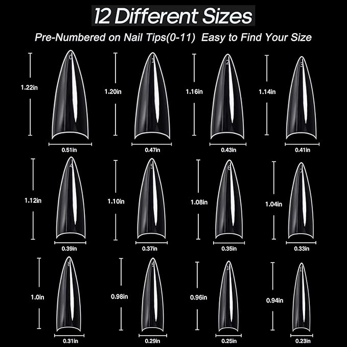 Ranrose 120PCS Short Nail Tips,Short Soft Gel Stiletto Nail Tips Half Cover False Nail Almond Shape Point Acrylic Sharp Artificial False Nail For DIY