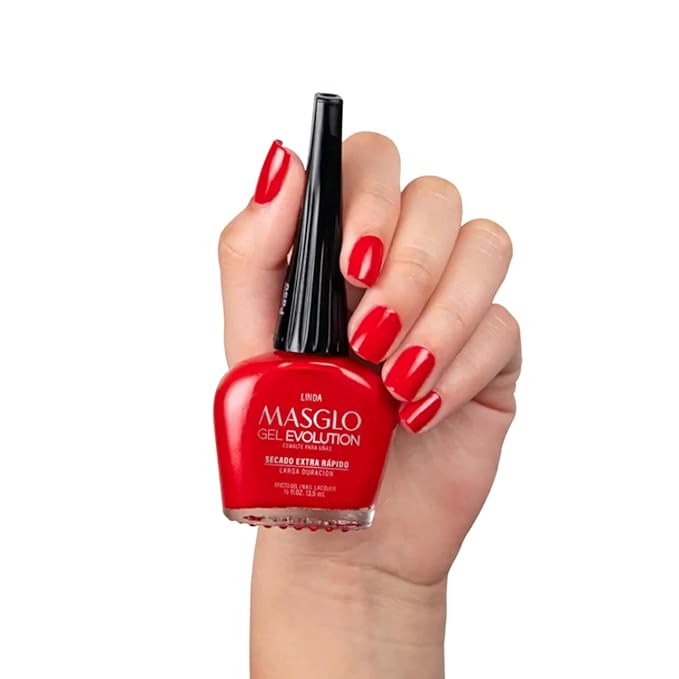 MASGLO Gel Evolution – Nail Polish No UV/LED Lamp Needed, Fast-Drying, 12-Day Wear, 14-Free Formula, High-Gloss Finish, vegan (0.5 oz)