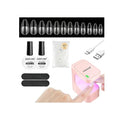JODSONE Gel Nail Kit Short Teardrop Nail Tips 480PCS Mini Rechargeable Nail Lamp Pre Shaped Clear Full Cover Fake Nails Tips with Nail Glue & Top Coat U V LED Curing Lamp DIY Manicure Gifts for Women