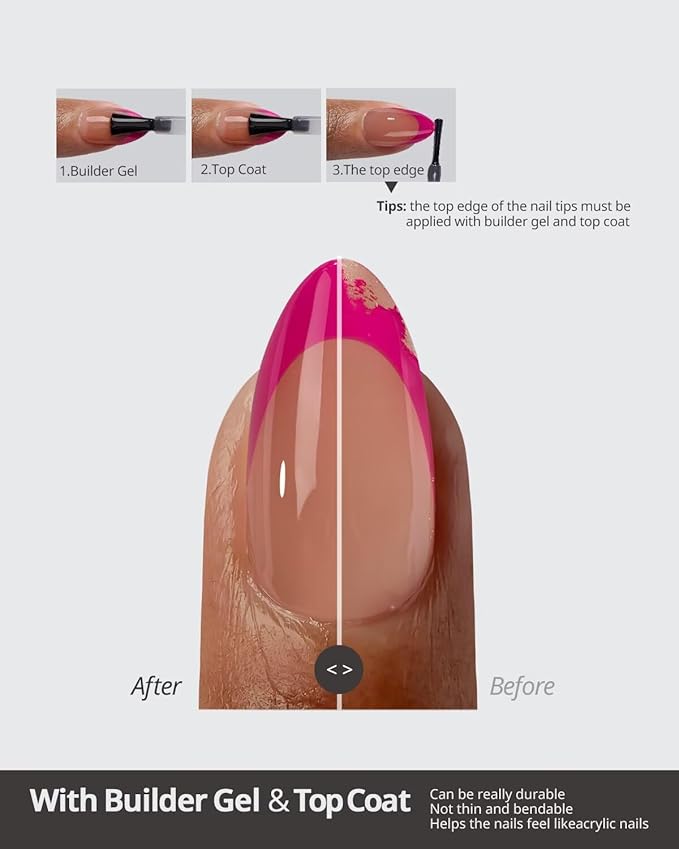 BTArtboxnails XCOATTIPS Press On Nails Short - 5 Pink Shades & 160PCS Square French Tip Nails, Soak Off Soft Gel Nail Tips Salon Quality Gel Nail Extensions in 16 Sizes