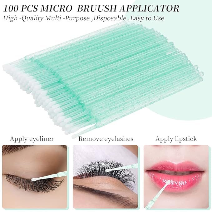 300 Pack Disposable Spoolies Brushes Sets Mascara Wand Lip Brushes Cotton Swab for Eyebrow Eyelash Extension Tattoo Lipstick Applicator(Green)