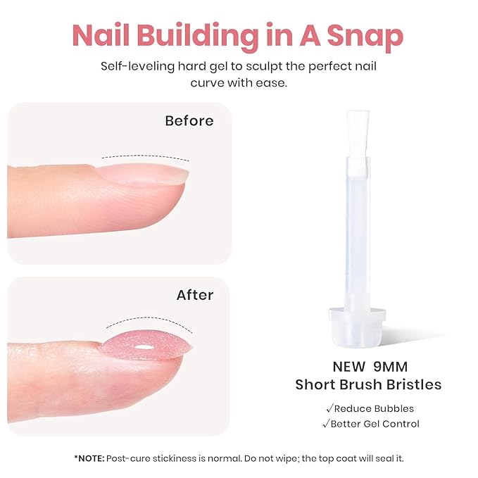 Beetles Builder Gel for Nails HEMA-Free, 15 ML 7 in 1 Pink Glitter Builder Nail Gel for Nail Apex & Nail Extension Builder Strengthening Nail Art Design for Beginner Women,UV & LED Lamp Needed