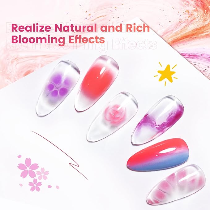 JODSONE 16.5ml Clear Blooming Gel Nail Polish for Spreading Effect Marble Natural Stone Watercolor Floral Print Nail Painting and Can Be Easily Used Suitable for DIY Nail Art