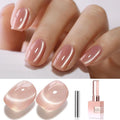 Double Rhythm 0.5 Oz Cat Eye Gel Polish with Magnet Same Color Same Bottle Holographic Glitter Shimmer Translucent Color Salon 15 ML Magnetic Nail Art (Peach Pink-MC1149)