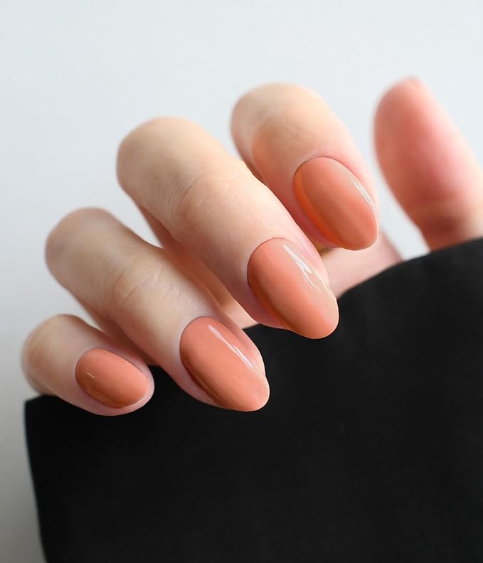 Nail Polish Strips (No UV Lamp Needed) - 22 Pcs Salon Quality Gel Nail Stickers - Long Lasting Wraps (Rust)