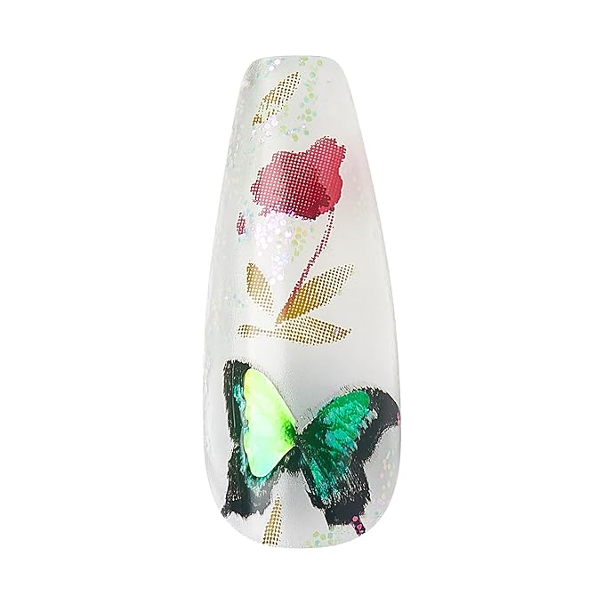 KISS Gel Fantasy Press On Nails, Nail glue included, Jelly Cookie', Pink, Long Size, Coffin Shape, Includes 28 Nails, 2g glue, 1 Manicure Stick, 1 Mini File (Pack of 2)