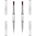 2PCS Professional French Tip Brush Set, French Tip Nail Gel Liner Brush, Dual-Ended Nail Design Brushes Rhinestone Handle Nail Brush for Builder Gel&Polygel,Salon-Grade Nail Art Design Tools