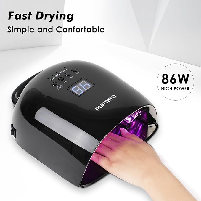 Professional Rechargeable UV LED Nail Lamp 52 Red Light Beads and 18000mAH Battery Nail Dryer JC22 (Black)