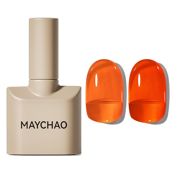 MAYCHAO 15ML Jelly Orange Pumpkin Gel Nail Polish 1Pc Transparent Fall Orange Gel Polish Soak Off UV LED Translucent Nail Polish Nail Art Starter Manicure Salon DIY at Home, 0.5 OZ