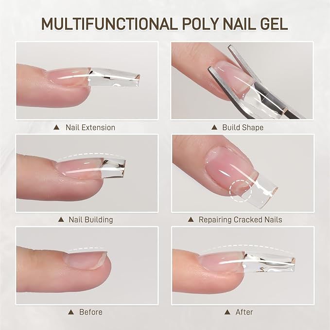 GAOY Ultra-Clear Crystal Poly Gel, 60g Nail Extension Enhancement Builder Gel, for Beginner & Professional Nail Art Salon DIY at Home, Transeparent 01