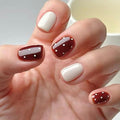 Press on Nails Short Square MABKJLF Fake Nails False Nails with White Polka Dots Designs Glossy Glue on Nail Reusable Full Cover Acrylic Nails for Women Girls 24Pcs