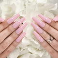 Hypnaughty 24 Pcs Blush Pink Glossy Extra Long Press On Nails and Glue XL Reusable Solid Color False Nails (Blush)