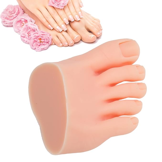 Nails Art Training Display Fake Half Foot Model, Nail Art Foot Model, Light Skin Color Practice Silicone Foot Model (Right)