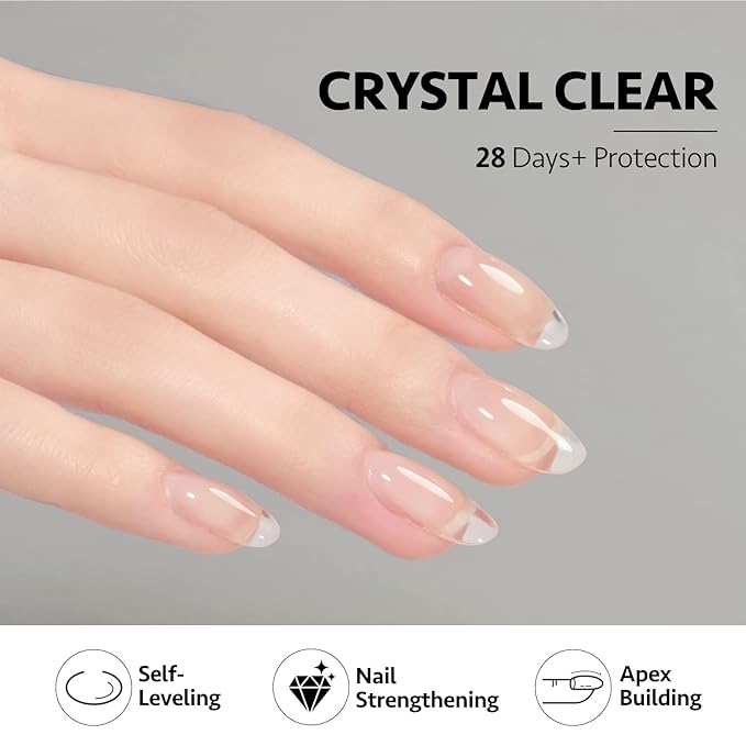 GAOY Clear Builder Gel for Nails, 16ml Nail Strengthener in a Bottle, Nail Extension Hard Gel, Soak Off Long Lasting UV Light Cure, Base Coat Top Coat Needed