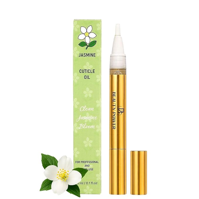 Nail Oil Cuticle Pen - Jasmine - Nail Strengthener & Growth Serum with Vitamin A, D, E, B5, Grapeseed & Natural Oils - Repair for Brittle, Peeling, Thin Nails - Valentine's Gift Idea
