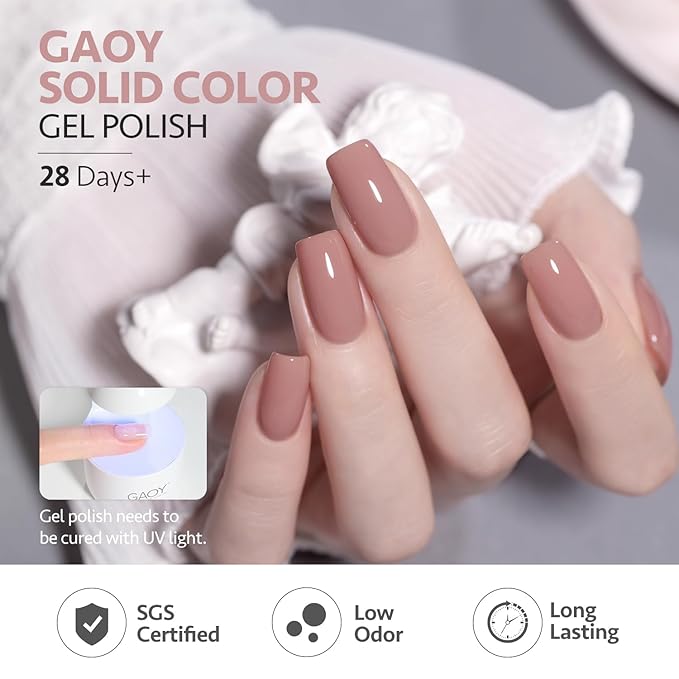 GAOY Neutral Gel Nail Polish Set, 6 Colors Blue Green Beige White, UV Light Cure Gel Polish for Salon and Nail Art DIY at Home