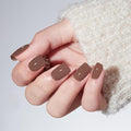 Modelones Mocha Brown Press on Nails, Short Square Fake Nails, Reusable Nail Kit with Nail Glue Adhesive Tabs Mini Nail File, Nails Press Ons 32Pcs16 Sizes, Women Girl Gift