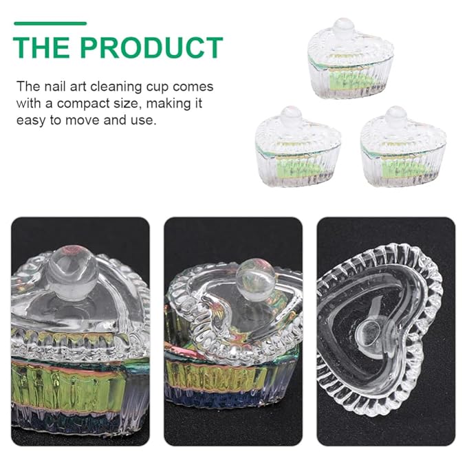 Beaupretty Manicure Mixing Accessory Kit 3pcs Glass Nail Art Cups for Nail Dip Polish