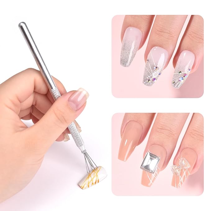 3Pcs 7-pin Nail Liner Tool Nail Art Pen Bendable Ultra-thin Stripe Nail Brush, Drawing Dotting Sculpting Manicure Styling Tool, for Home DIY Nail Salon (3PCS)
