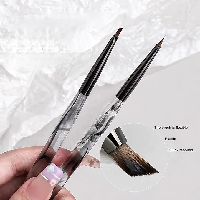 SILPECWEE Nail Brush for Drawing Petals and Butterflies, Acrylic Nail Art Paint Brushes Manicure Brush Nails Design Tool for Women Watercolor Paint & Oil Painting - Black Marble