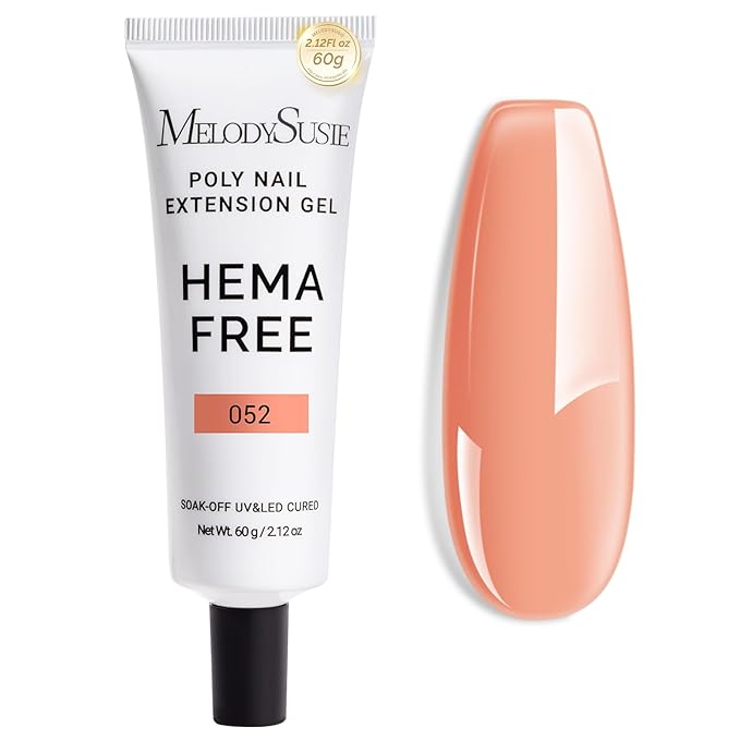 MelodySusie Poly Nail Extension Gel 60g Hema Free Soak Off UV Lamp Cured Nail Thickening Art Design Manicure Gift for Wome 052