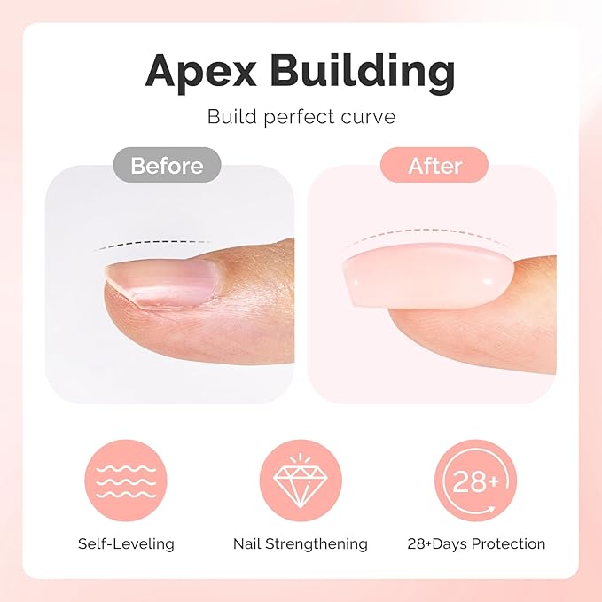 MelodySusie Builder Nail Base Gel Nude Builder Gel for Nails Thickening, Soak Off UV Gel,Extension Gel Rhinestone Nail Glue Gel in a Bottle for Nail Art Design Gift for Women-018