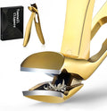 FERYES Angled Head Long Handled Toenail Clipper for Seniors - Large Wide Jaw Nail Clipper with Catcher for Thick Nails - Easier Trimming, Ergonomic Design (Gold