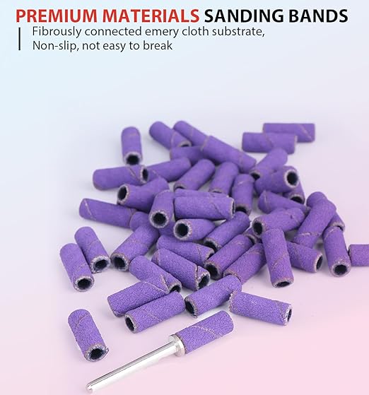 Nail Drill Bits Sanding Bands - for Nail Drill with 3.1mm Mandrel Bit, Professional Nail Sanding for Manicures and Pedicure，Salon-QualityNail Bit Set for Acrylic Nails Gel (180#)