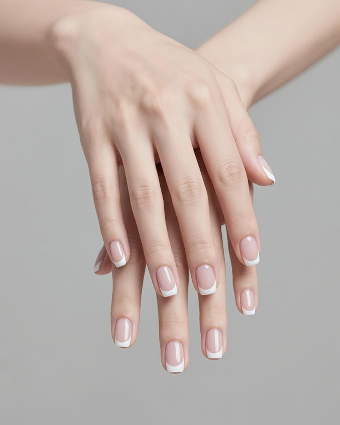 French-Inspired 20pcs Semi Cured Gel Nail Strips - Salon-Grade DIY Wraps with Glaze Texture, Easy Application, UV Light Required for Classic Nails