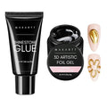 Makartt 3D Nail Foil Glue with Nail Rhinestone Glue for Nails Bundle, 8ml Foil Transfer Gel Foil Adhesive Glue, Super Strong Gel Nail Glue for Rhinestones for Nails