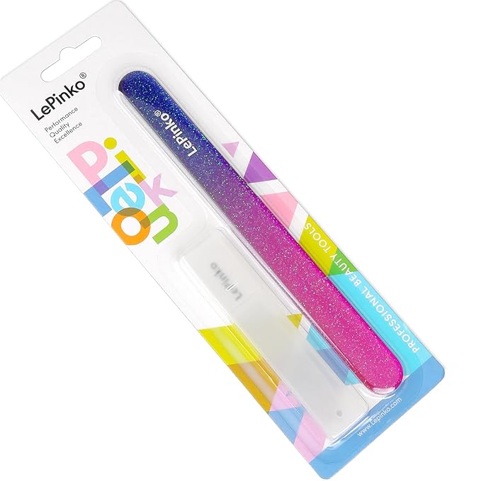 Diamond Nail File with Crystal Nail Shiner Set, Stainless Steel Nail File with Nano Glass Buffer, Metal Sapphire File with Nail Polisher, Professional Manicure Pedicure Kit for Salon Home and Travel
