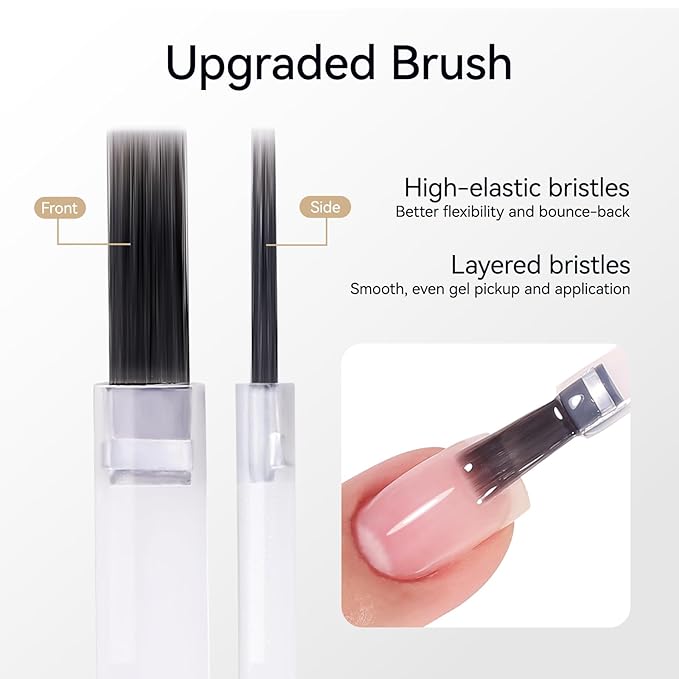Rubber Base Coat for Nails, Clear Crystal Gel Polish for Strengthen Apex Building Enhance Reinforce, Protect Uneven Thin Damaged Weak Nail U V Last 30+Days（Long Lasting, pH 5）