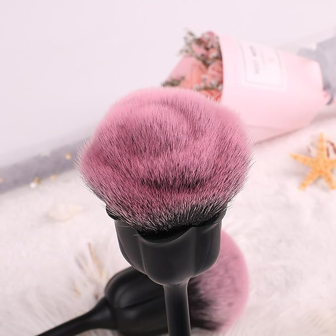 WOKOTO 2pcs Black Rose Shape Nail Dust Brushes Make Up Brush Set Nail Art Powder Remover Soft Foundation Brush Cleaning Dust Cleaner Brush For Nail Trimming Cleaning Tools For Nails Make Up