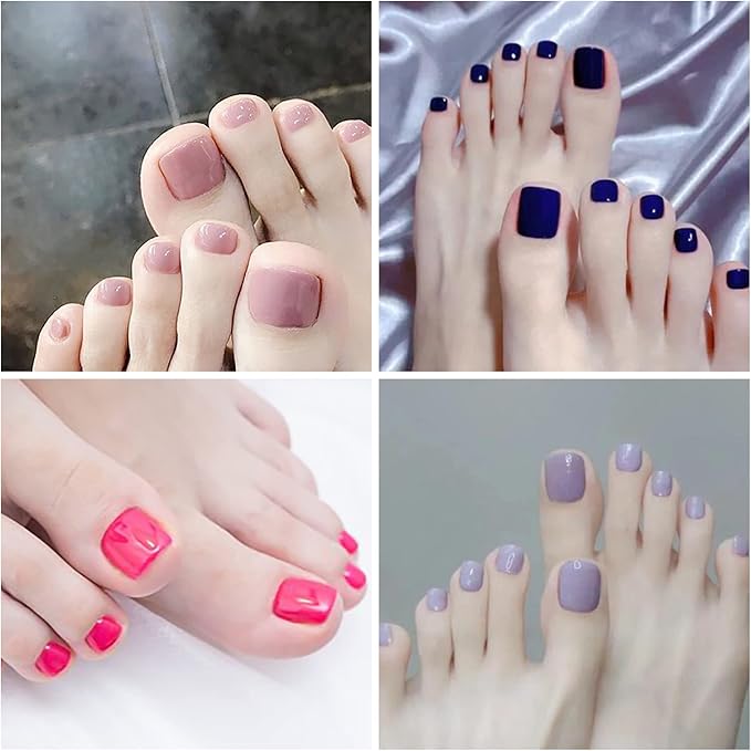 SILPECWEE 20 Sheets Toenail Sticker Wraps - Solid Color Gel Nail Strips for Women's Manicure - Self-Adhesive Nail Polish Art Sticks - 1pc File Included