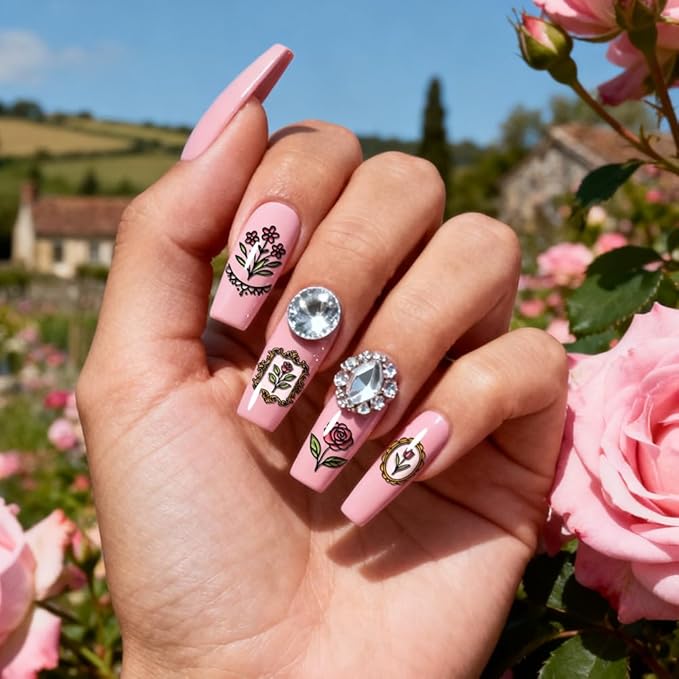 PH PandaHall 3pcs Flower Bouquet Nail Stamping Plate Tulip Rose Nail Stamper Daisy Lily of The Valley Nails Arts Stencils Vintage Lace Nails Image Plates for DIY Manicure Salon Print Design Decor