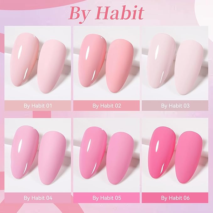 Born Pretty Pink Gel Nail Polish Set 6 Colors Valentine's Day Gift Sweet Light Baby Pink Nude Soak Off U v Gel Polish Kit for Salon Manicure and Nail Art DIY at Home