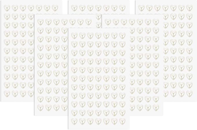 462PCS Pearl Stickers Pearls for Crafting - Self Adhesive Pearls for Hair Face Makeup Eye Nail Crafts, Stick On Gems (6 Sheets, 10mm Heart-Shaped)