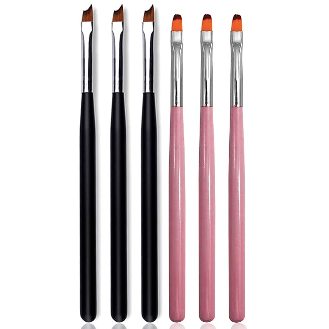 JERCLITY 6pcs Ombre Nail Brushes Set French Tip Nail Brushes UV Gel Painting Nail Gradient Brush for Nails Nail Polish Brush Gel Builder Brush Nail Art Tools Nail Clean Up Brush for Nail Art