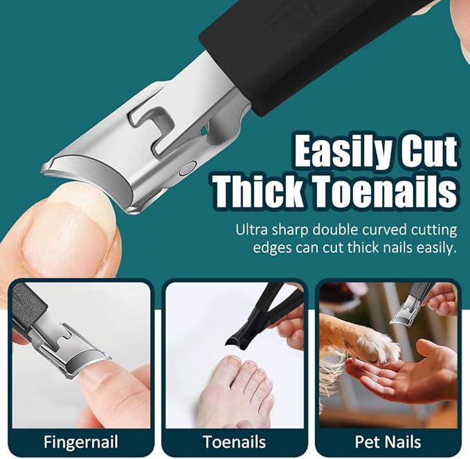 Wide Jaw Opening Anti-Splash Slanted Nail Clipper, Toenail Clippers for Thick Toenails, Ingrown Nail Clippers, Wide Jaw Slanted Toe Nail Clippers for Seniors Men Women (Orange)