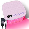 MEKK Cordless UV LED Nail Lamp,54W UV Light for Gel Nails with Hand-Friendly Red Light,Auto Sensor Professional Flash Cure Lamp with Rotatable LCD Display for Salon and Home,Checkered Design-Pink