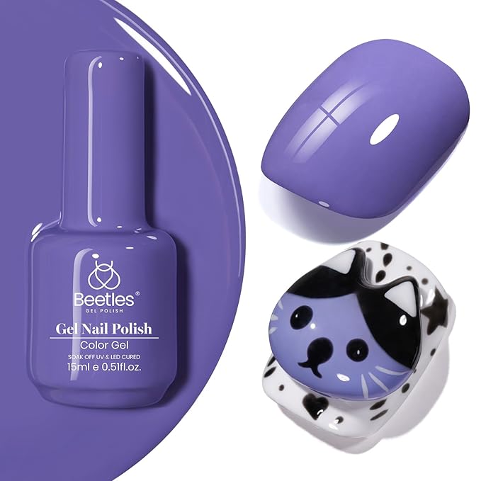 Beetles Purple Gel Polish - 1pc 15ml Periwinkle Pale Soft Purple Gel Spring Colors Soak Off Uv Lamp Nail Art Manicure Salon Design DIY Home Gift for Women Girls