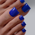 BTArtbox Press On Toenails - Sharp Square Opaque Blue Toe Nail Press Ons with Glue for Women, Fake Toe Nail Tips in 15 Sizes - 30 Toenails Kit, Naval Forces
