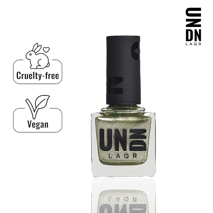 UNDN Vegan Nail Polish - Mineral Moss - Chrome Silver Green Nail Polish for Women and Men - Long Lasting, Metallic Finish - Cruelty Free - 0.5 oz