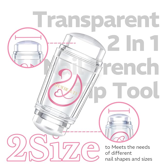 AZUREBEAUTY French Tip Stamp, 6Pcs French Tip Tool, Soft Silicone Nail Stamper, 2 in 1 French Manicure Kit with Nail Stamp Heads, Scraper and Replacement Heads, Nail Art Tools for Home DIY Salon