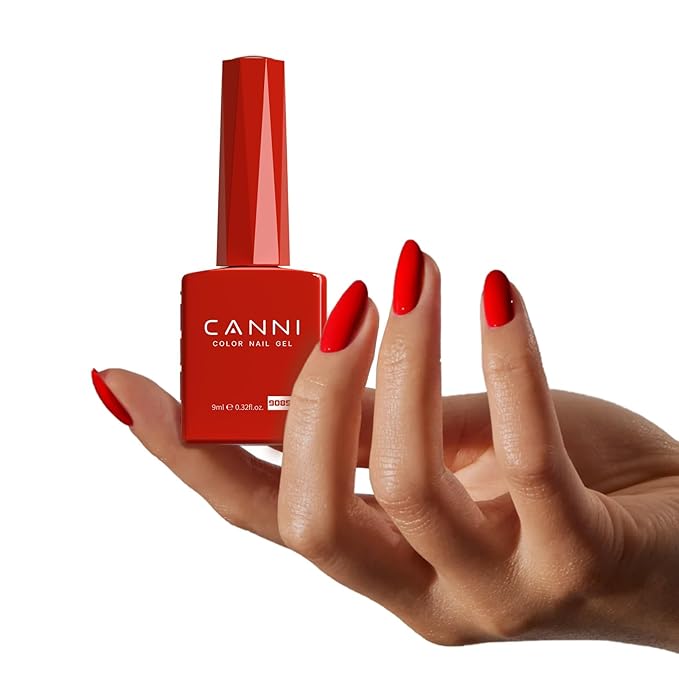 CANNI Red Gel Nail Polish, Neon Orange Color, High Gloss Soak Off U V Gel Nail Polish for French Nail Manicure Salon DIY