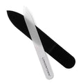 LONDONTOWN Clear Double-Sided Glass Nail File & Care Tool, Professional Grit Etched Crystal Manicure Accessory with Case Pouch