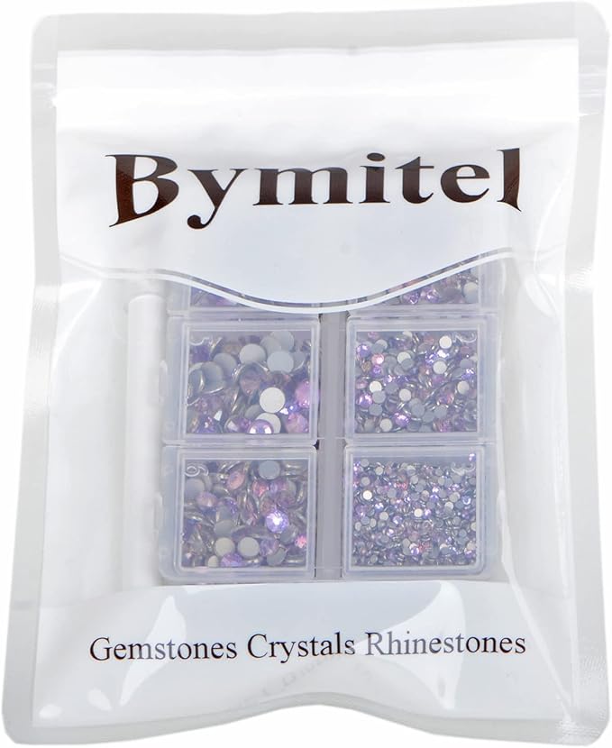 Bymitel 5000 Pieces 6 Mixed Sizes Glue Fix on Glass Rhinestones Round Crystal Gems Flatback for DIY Jewelry Making with one Picking Pen(6-Sizes 5000PCS, Green Pink)